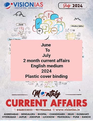 Vision ias June and July 2 month current affairs english medium 2024 plastic cover binding