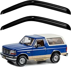 Tape-On Dark Smoke Window Visors For 1980-1996 Ford F150 Standard Cab – 2Pcs Sun Rain Guards
