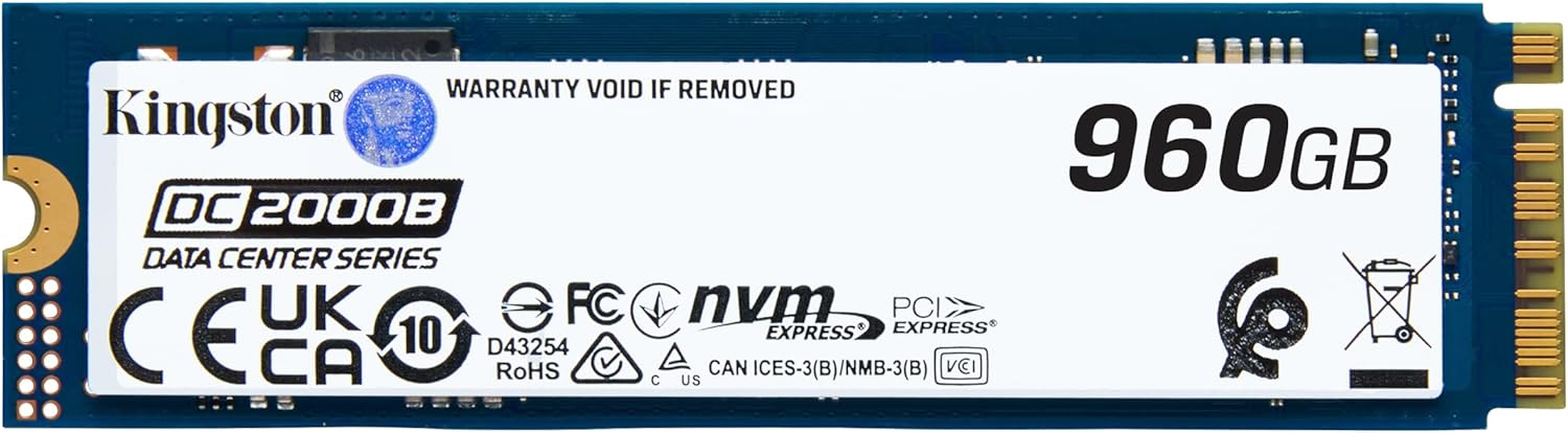 Kingston DC2000B 240 GB Solid State Drive - M.2 2280 Internal - PCI Express NVMe (PCI Express NVMe 4.0 x4) - Server Device Supported - 0.4 DWPD - 175.20 TB TBW