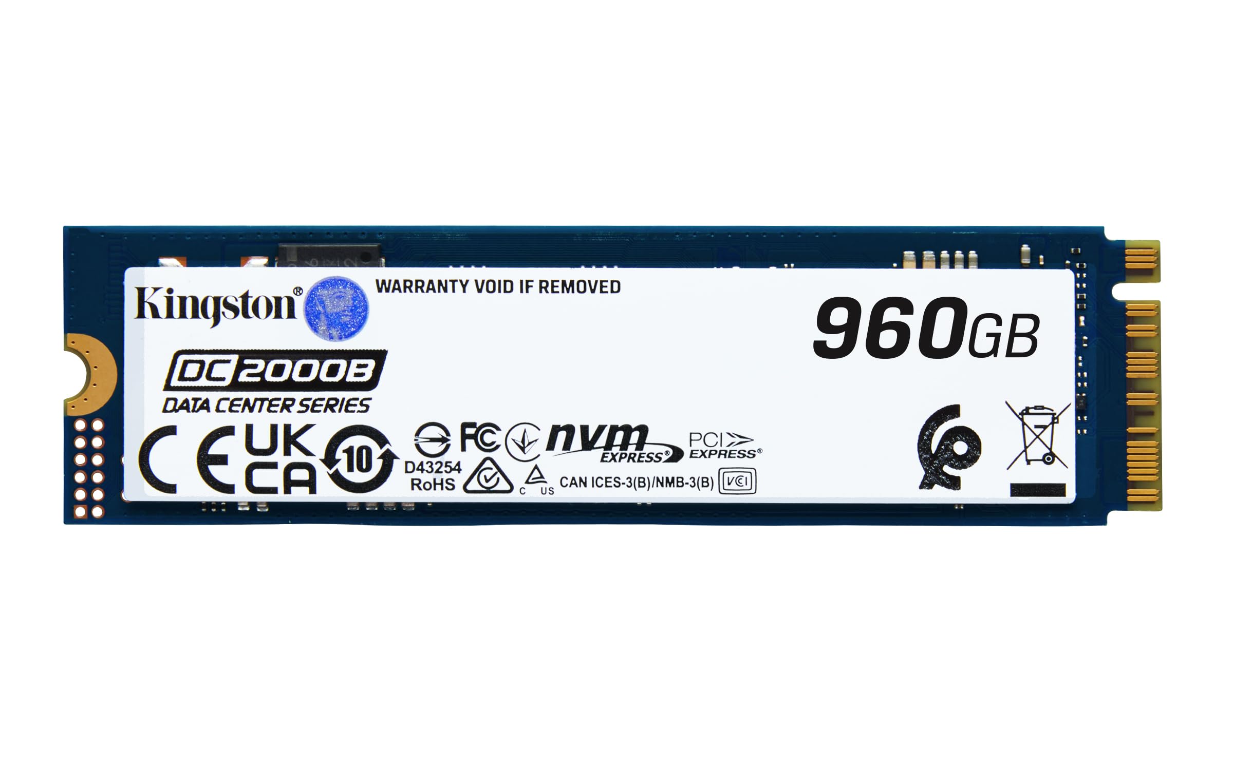 Kingston Data Center DC2000B PCIe 4.0 NVMe M.2 2280 960GB Enterprise SSD (Heatsink) - SEDC2000BM8/960G