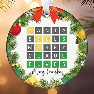 Christmas Ornaments Wordle Ornament Funny Wordle Game Puzzle Lover Word Gifts Merry Words Unique Crystal Keepsake Ornaments for Men Women Family Friends Christmas Tree Hanging Ornement 2025