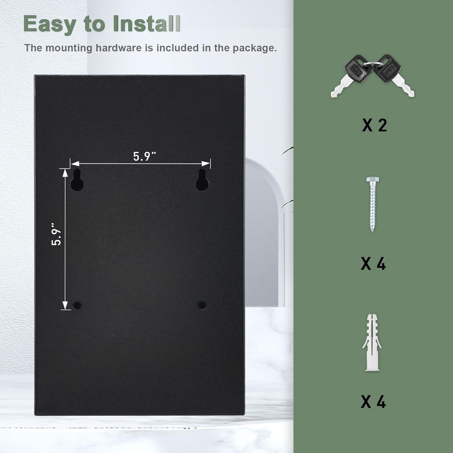 xydled Wall-Mount Mailbox,Heavy Duty Deposit Drop Box Suggestion Box, Locking Metal Key Drop Box with Key Lock, Cash Deposit Box Safe Storage Box Postbox for Home&Business Use,16.3’’x10’’x4’’,Black