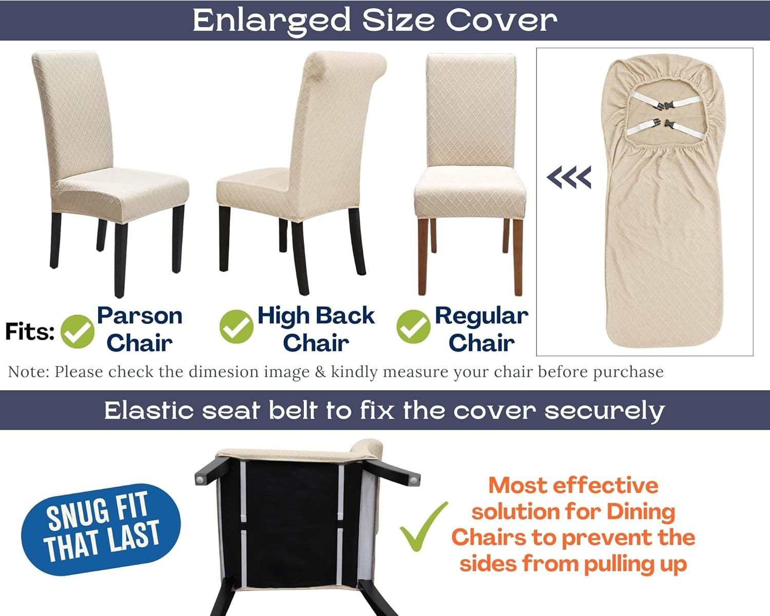 springrico 4 pack dining room chair covers with seat belt, stretch parsons chair slipcover washable kitchen dining chair cover removable seat protector set of 4, s2- beige 4pcs s2-beige
