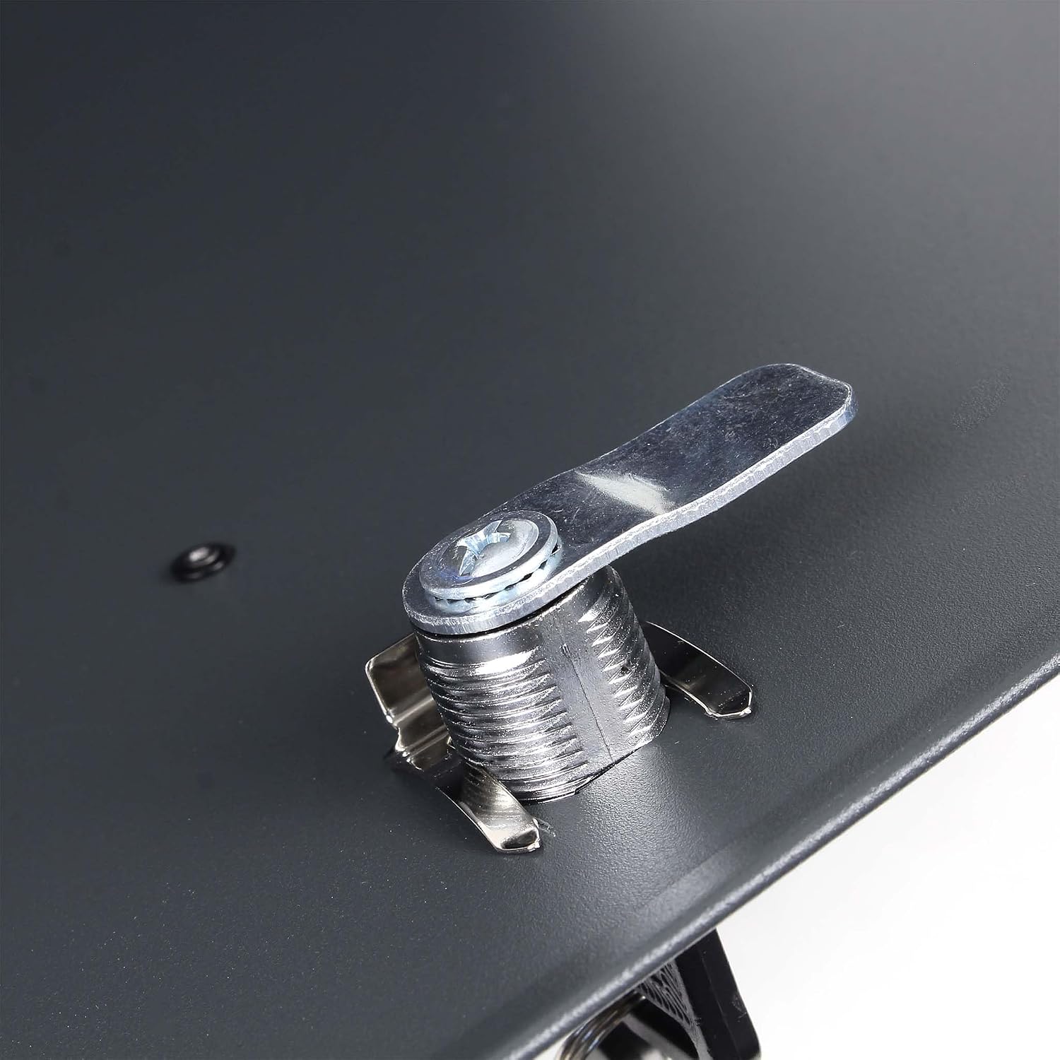 Close-up of mailbox lock mechanism