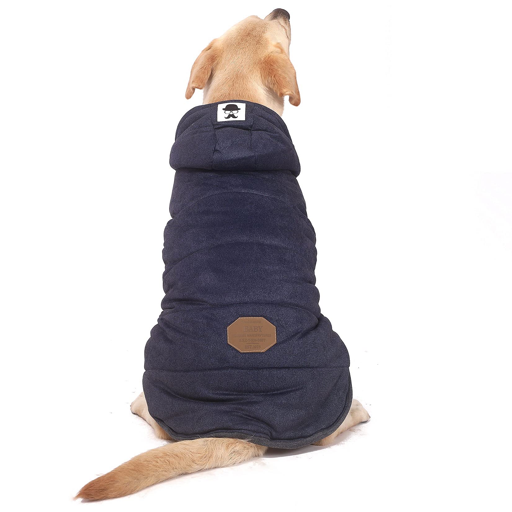 Zunea Dog Hoodie Vest Coat Fleece Lined Winter Warm Puppy Jacket Clothes Soft Hooded Coat Windproof Pet Sweatshirt Apparel for Medium Large Dogs Blue 7XL — image 1