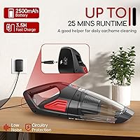 Vista 5 de Cordless Handheld Vacuum Cleaner with Large Battery, Powerful Suction - For Car, Pet Hair, Office and Home Cleaning