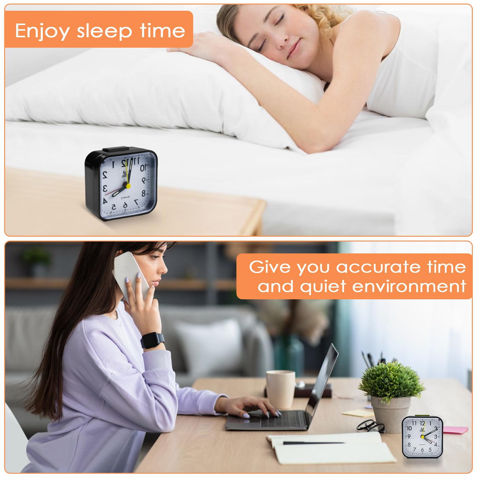 tekenewbse Sveglia da Comodino Analogica, Orologio da Tavolo con Funzione Snooze e Luce, Sveglie da Comodino a Batteria, Alarm Clock, Sveglia Viaggio, Sveglia Silenziosa, Allarme Portatile Analogico