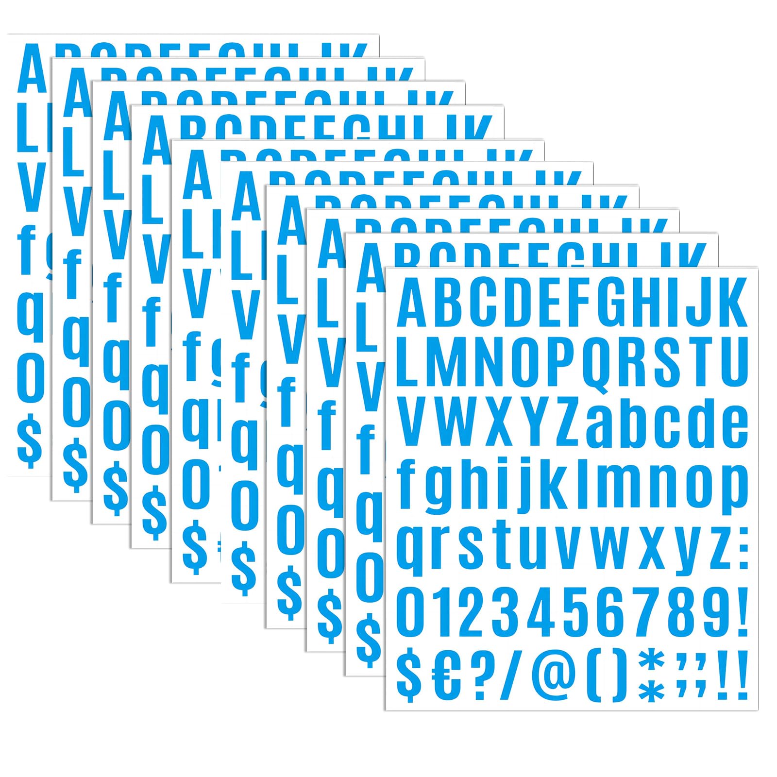 Skyzone Light Blue 810 Pcs Alphabet Number Stickers, 10 Sheets Self-Adhesive Vinyl Letter Sticker Kit For Scrapbooking, Water Bottle, Planner, Diy Crafts