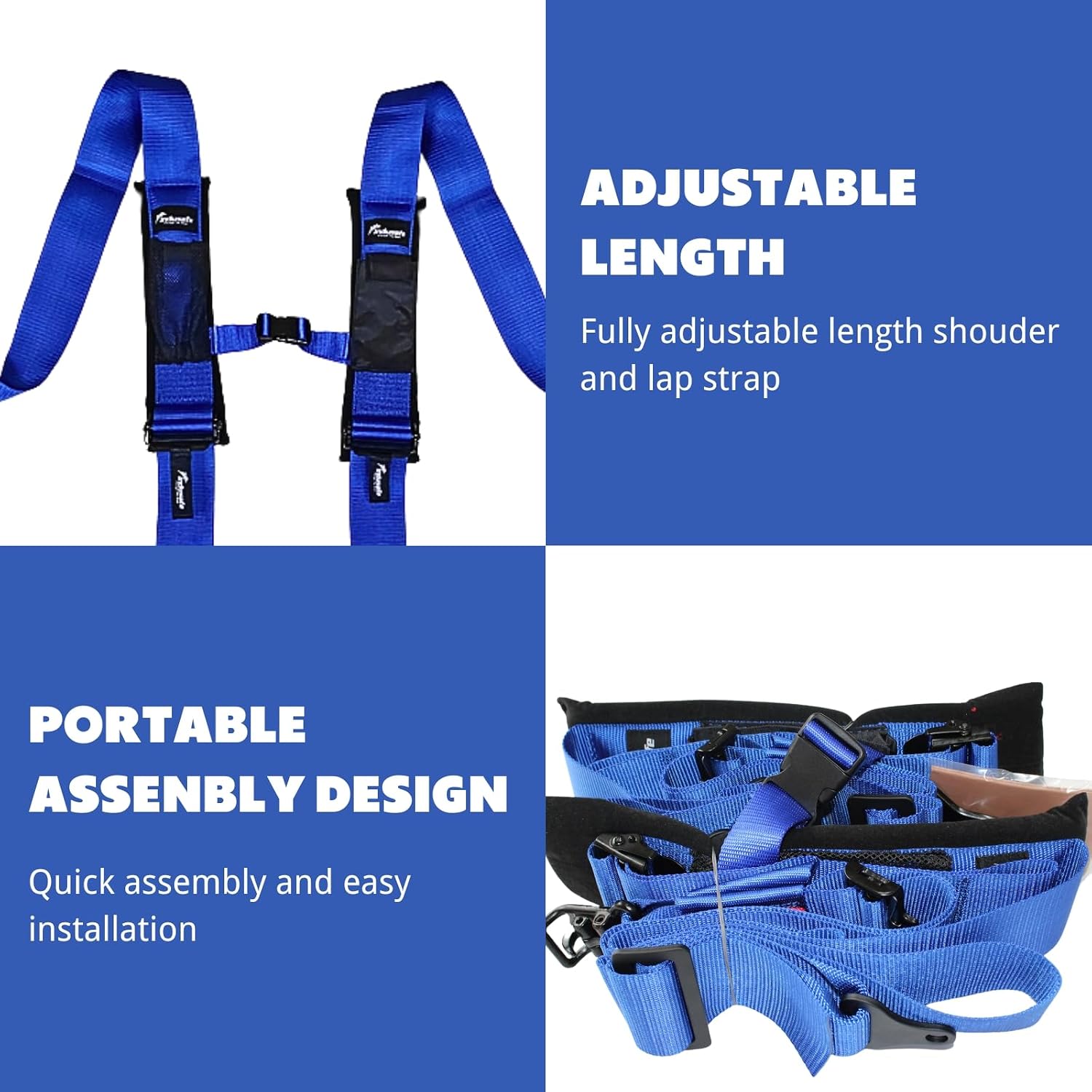 Universal 3" 4 Point Harness with Quick Release Lever Latch Buckle Racing Harness for SxS UTV RZR,Off-Road Use Only