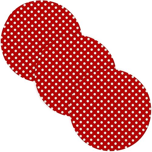 3 Pcs Kitchen Trivet Red Polka Dot for Hot Dishes 15in Cotton Thread Weave Absorb Water Pot Holder for Stove Camper Must Haves