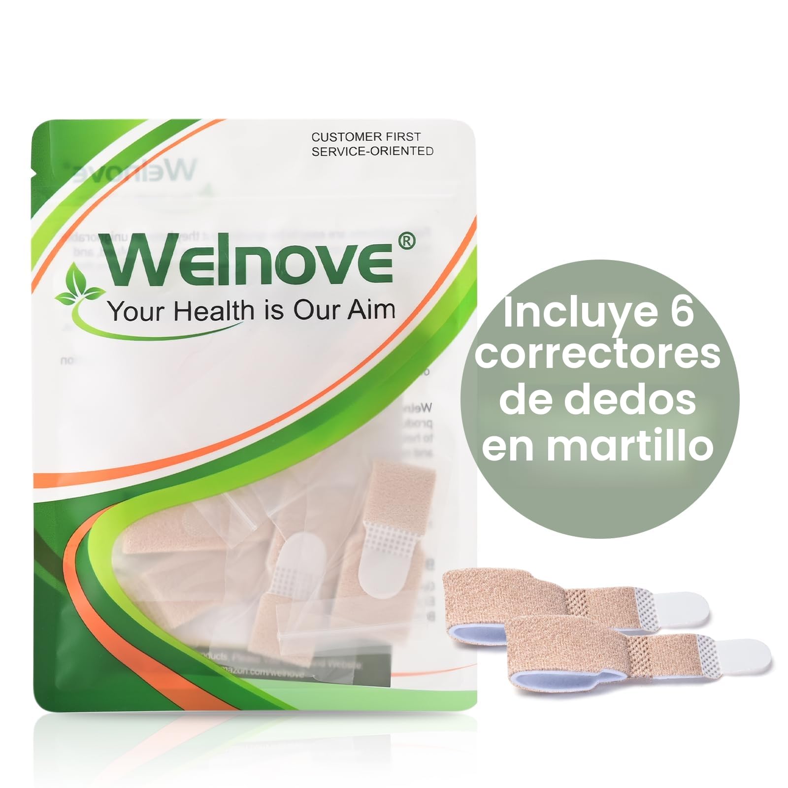 6 Piezas Correctores de Dedos del Pie - Welnove Férulas para Dedos en Martillo y Juanetes, Separadores para Alinear Dedos Torcidos o Superpuestos