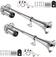 Vista 15 de Bocina de aire para camiones, barcos, coches, 12 V, 150 db, kit de bocinas de tren de camión súper ruidosas con compresor de aire, bocina