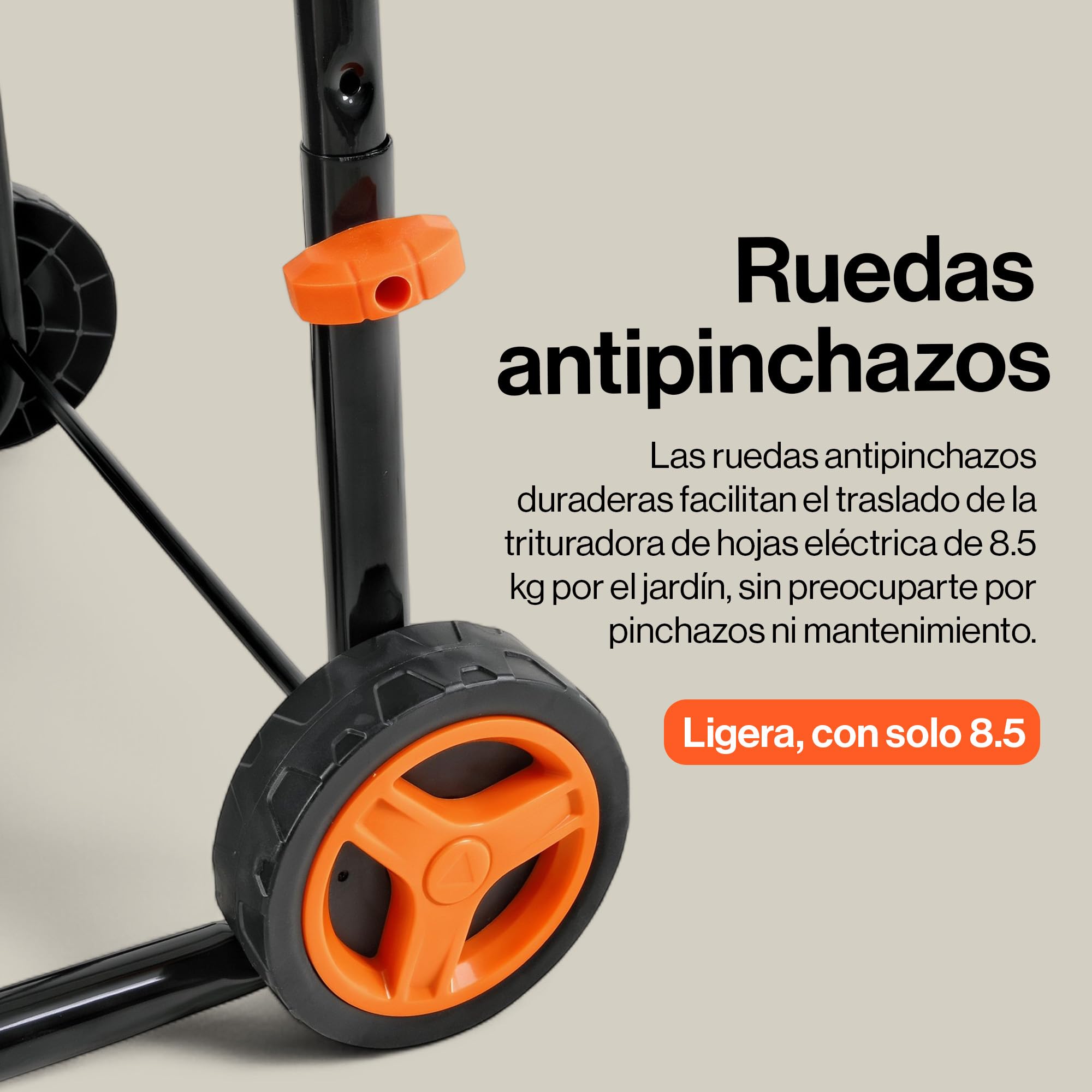 SuperHandy Mulcher & Trituradora sin Cuchillas Eléctrica para Hojas de Jardín – Motor de 1800W, Embudo de 50 cm, Relación de Mulch 16:1, Bolsa de Recolección de 80 L, Diseño Ligero de 8,5 kg