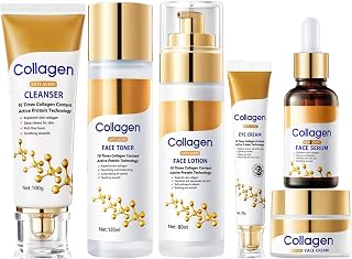 Women's Face Care Set, 6-Pcs Choleagen Skin Care Set Moisturizing for Women, Collagen Skin Care Set, Face Care Set, Skin Care Set with Collagen, Anti-Aging Care Set for Women,