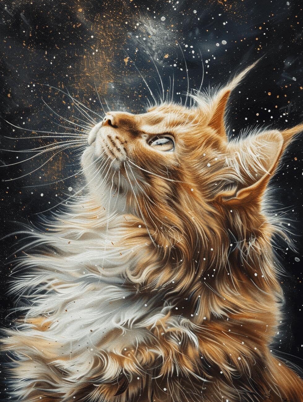 AMBATTERY Animal DIY Beaded Cross Stitch Kit Cats and The Stars Bead Embroidery Kit for Adults Needlepoint Tapestry Set Beaded Stitching 60x80cm
