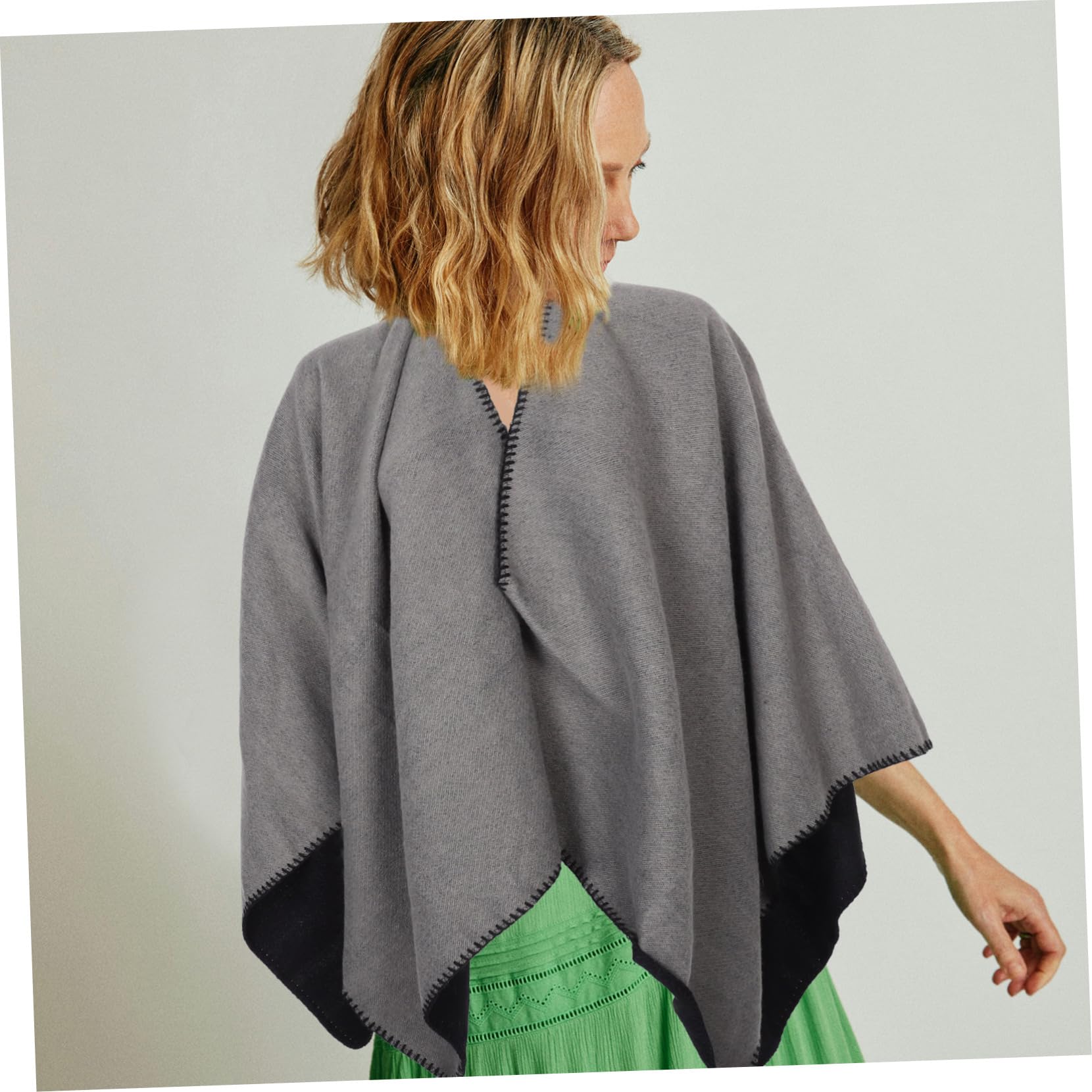 Healeved Chal Reversible Doble Cara Mujer Poncho Cálido Abrigo Grueso Nórdico Multifuncional Bufanda Bohemia Elegante para Fiesta