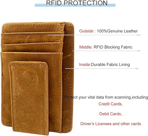 Miniatura 18 de Hopsooken, broche para dinero, cartera con bolsillo frontal, cartera minimalista, para hombre