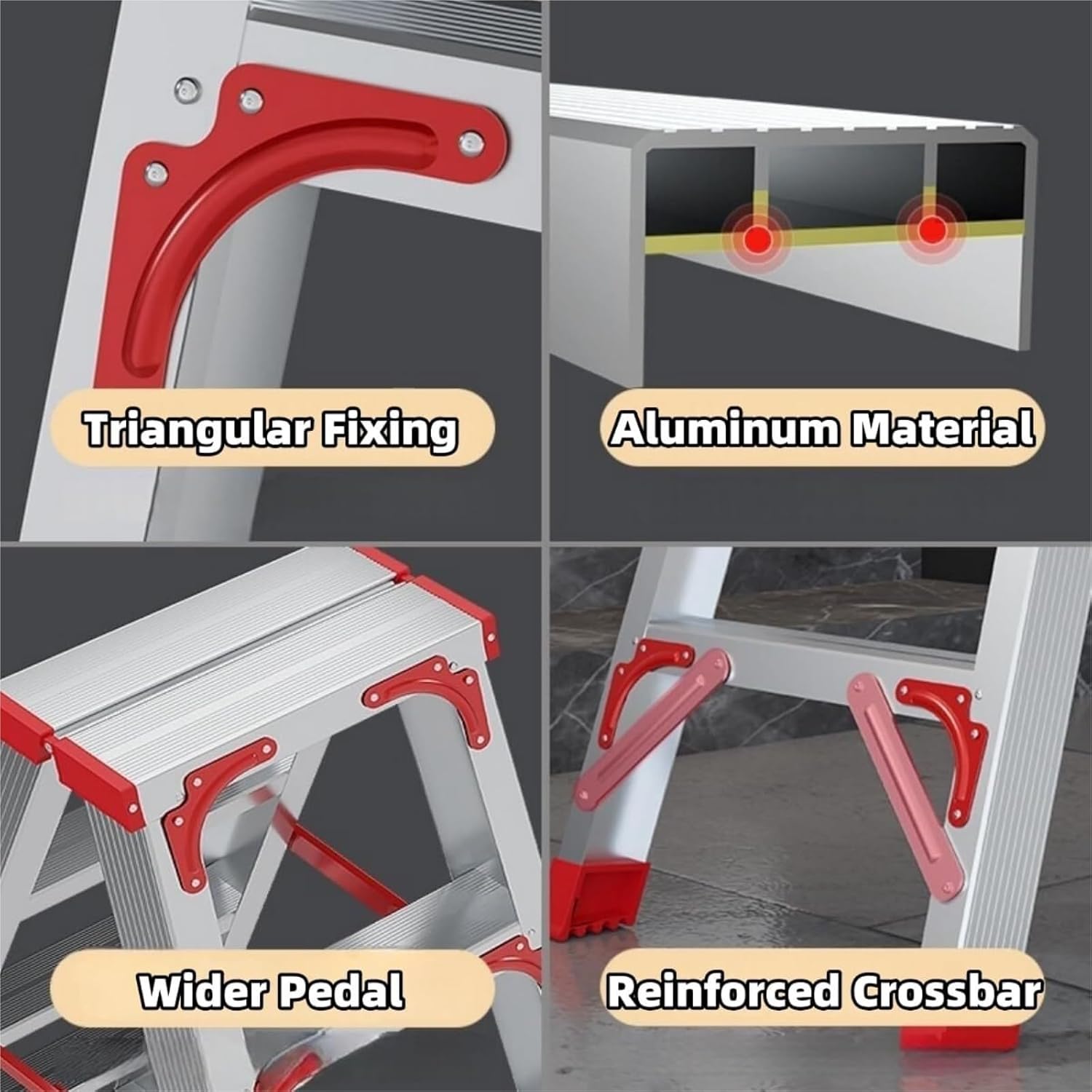 attic ladders Double-Sided Step Ladder Folding Herringbone Ladders with Widen Pedal Multifunctional Engineeladder for Home Kitchen(141cm)