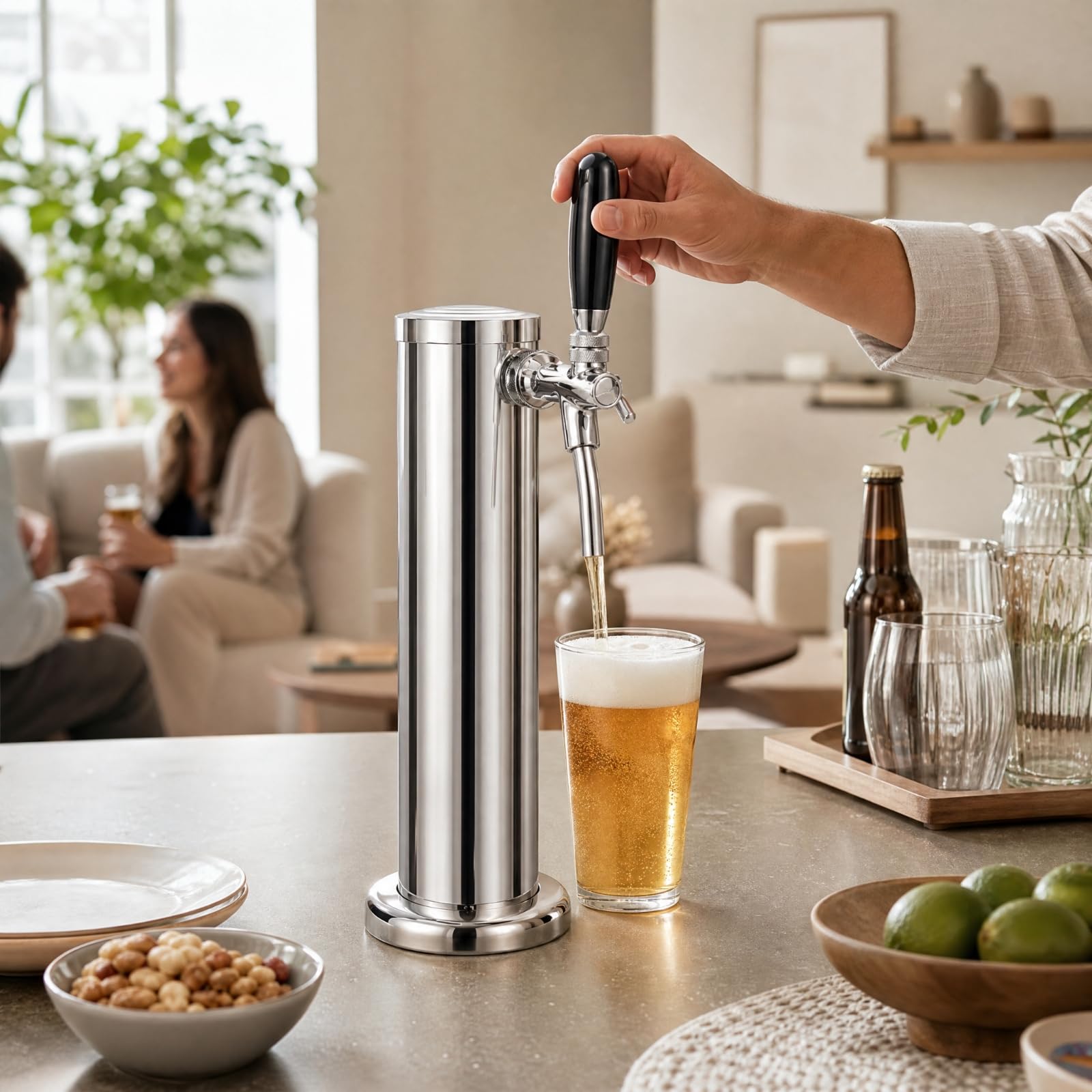 Erogatore di Birra in Acciaio Inox con Rubinetto Regolabile per E Maniglia Adatto per Festività E Intrattenimento Domestico