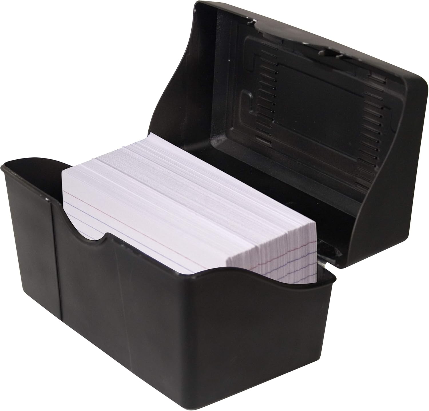 Advantus Stackable Flip Top 3 x 5 Index Card Holder, 300 Card Capacity Box, Black, 3.5 H x 5.5 L x 3 W Inches, 45001 : Index Card Files : Office Products