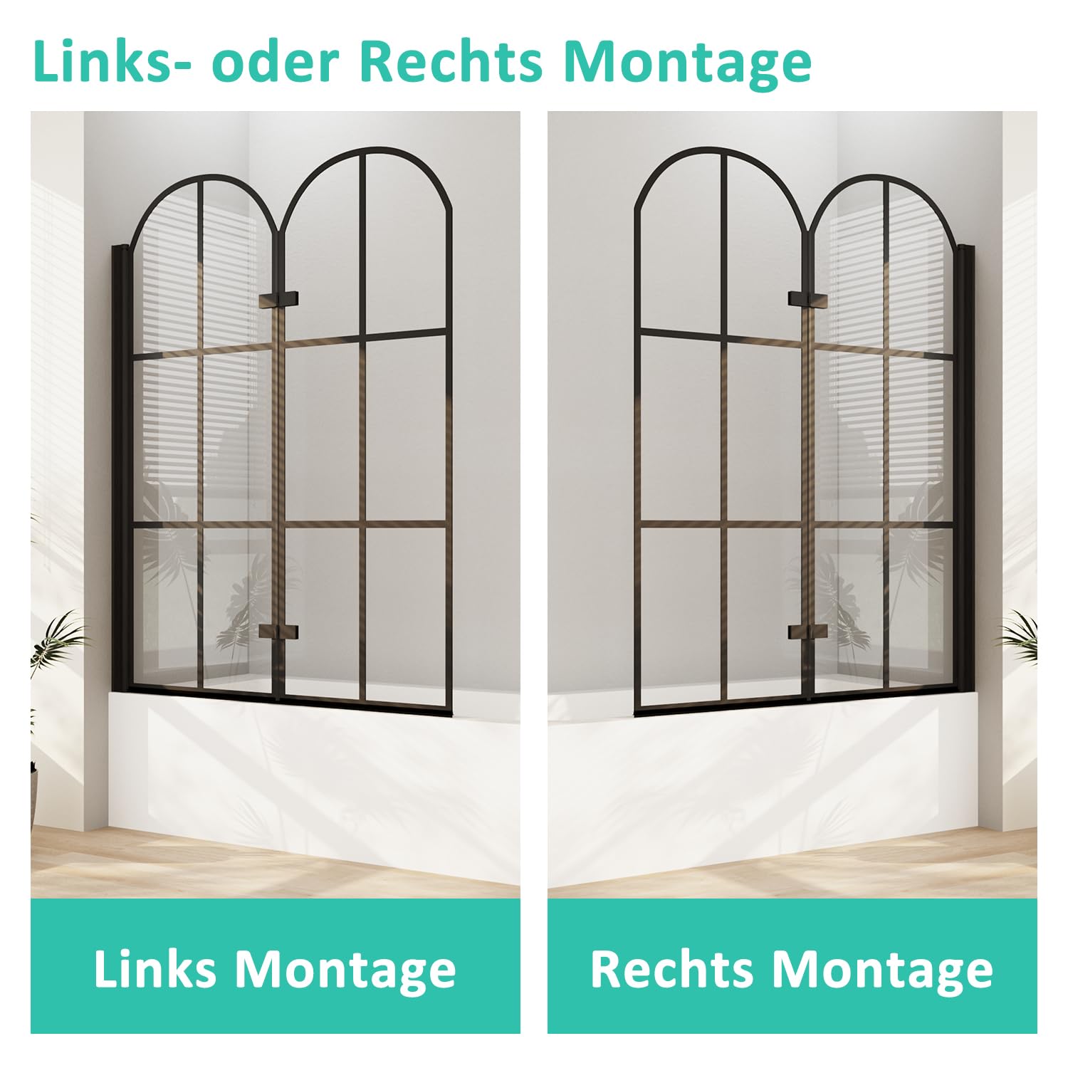 Duschwand für Badewanne Schwarz, Duschwand 120x140cm 2-teilig faltbar Duschwand Badewannenaufsatz Schwarz Badewannenfaltwand Duschabtrennung für Badewanne mit 6mm ESG Sicherheitsglas
