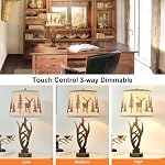 Dungoo 26" Touch Control Antler Lampes de table ensemble de 2, 3-Way Lampe rustique dimmable avec 2 USB Ports, Lampe Antler Naturelle avec Deer Forest Lampes de ferme à l'ombre d'ampoules pour le foyer de salon