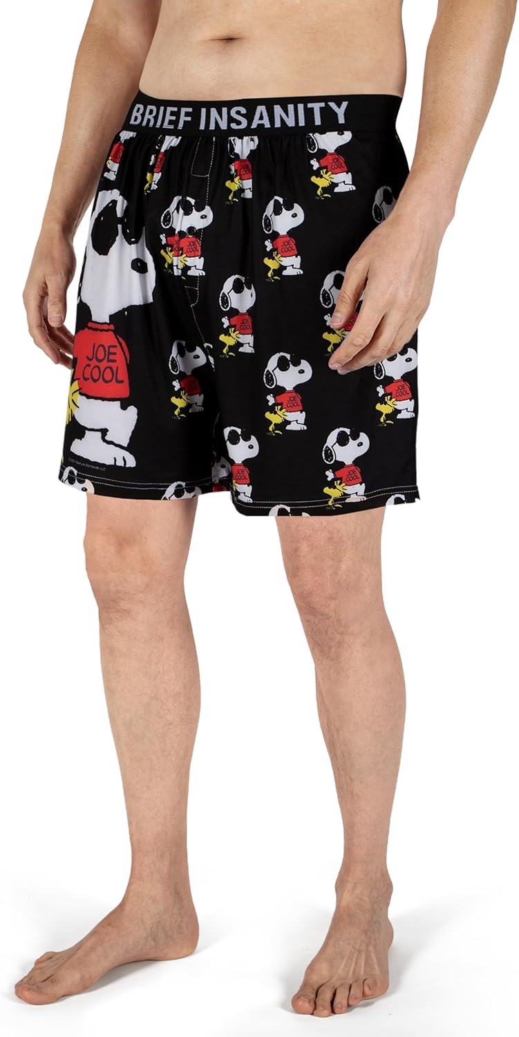 BRIEF INSANITY Snoopy Unisex Joe Cool Boxer Shorts | Peanuts Print Snoopy Boxer Shorts | Charlie Brown - Image 3