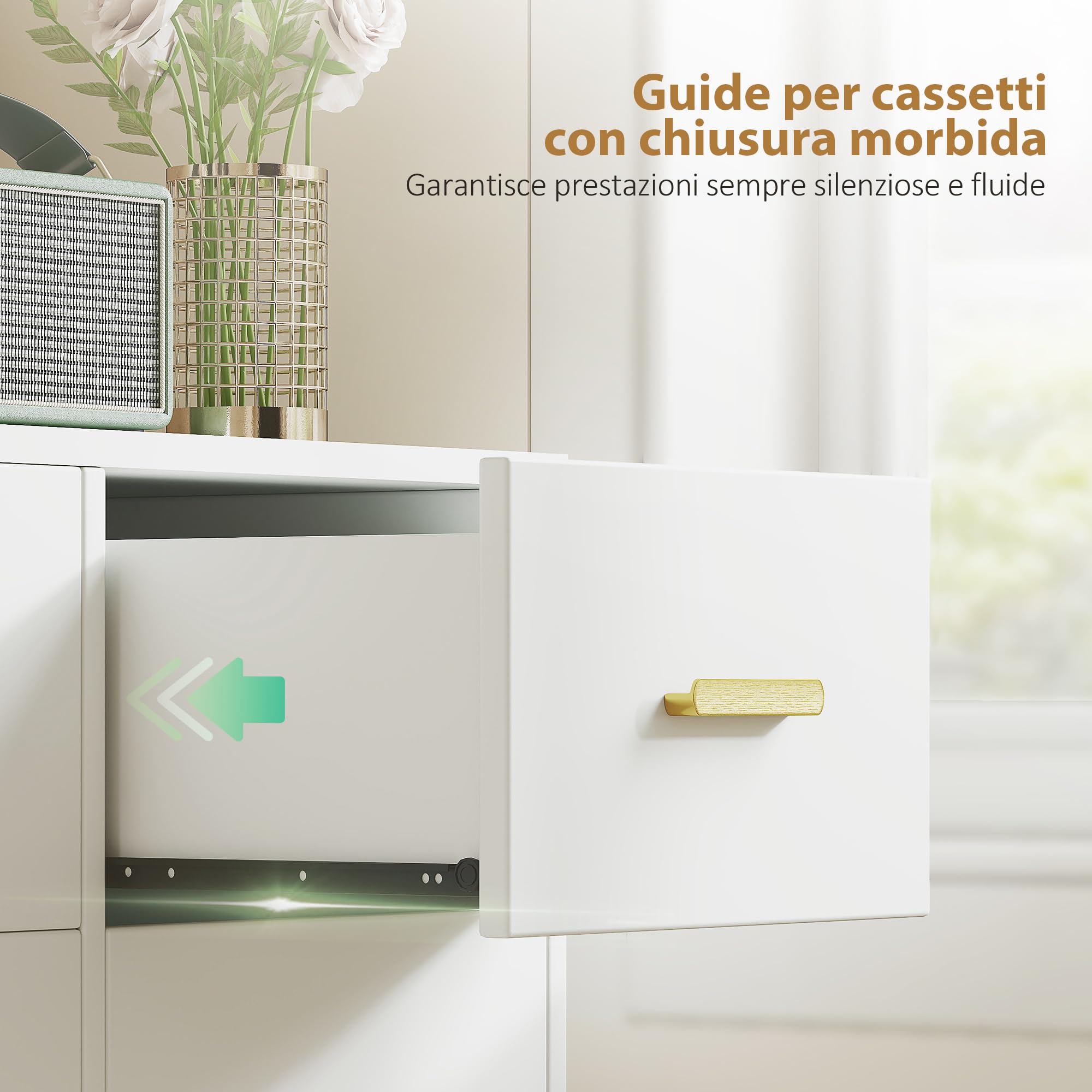 HOMCOM Postazione Trucco con Luci LED 3 Colori a L o Affiancata Bianco | Luminosità Regolabile, Toeletta Trucco, Prese Elettriche, Cassetti Soft Close, Ripiani, Specchio, per Camera da Letto
