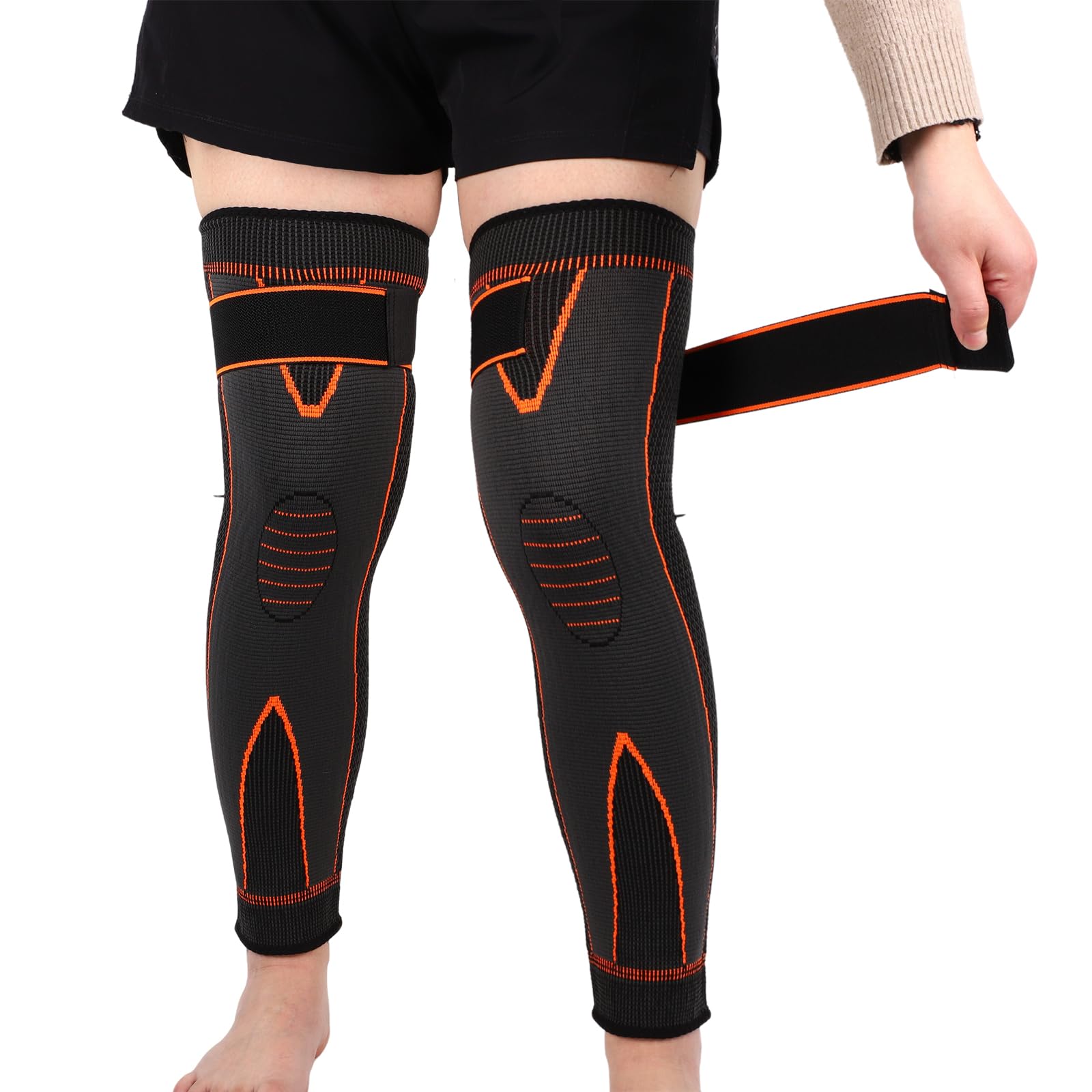 Photo 1 of 2 Pack Knee Wraps for Pain Relief, Knee Wrap Knee Compression Sleeve Knee Sleeves for Women Men Compression Knee Brace, Knee Band for Knee Pain Relief, Knee Brace for Arthritis Pain and Support (Orange, XX-Large)