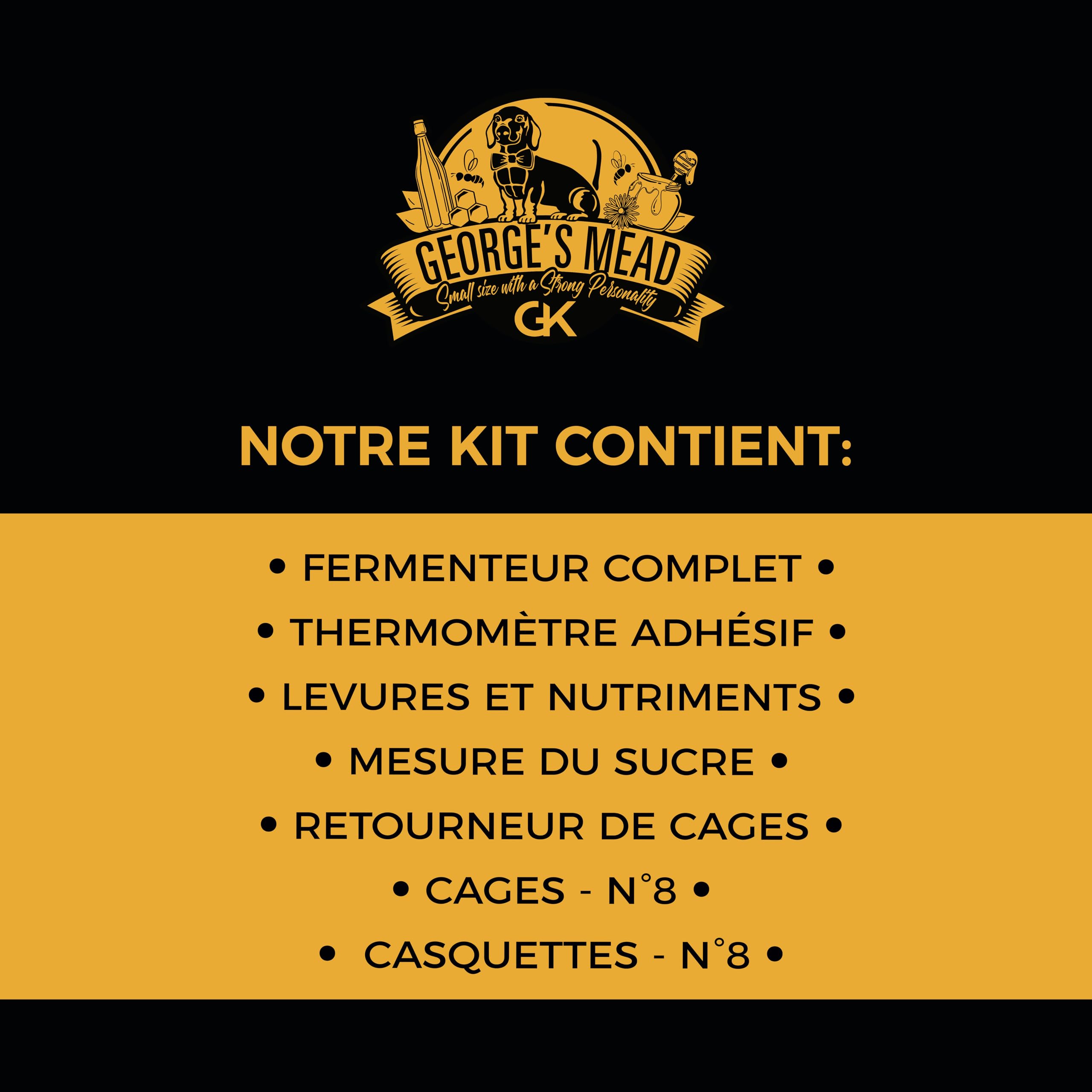 Beer & Wine - Kit de Fermentation George's Hydromel 5l - Hydromel Artisanal Fait Maison - Kit de Production d'hydromel - Idée Cadeau