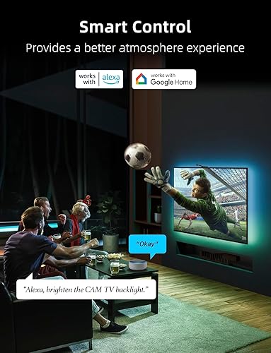Vista 10 de Ailofy Retroiluminación LED para TV inteligente con cámara, tira de luces LED de 16.4 pies que se sincronizan con la pantalla y la música, luces que