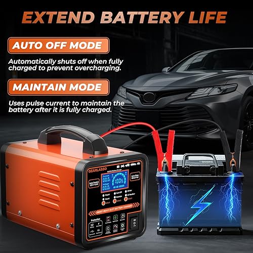 Miniatura 5 de Cargador de batería de coche de 12 V 24 V resistente, mantenedor de batería automático de 0-15 A con apagado automático, modo de reparación e