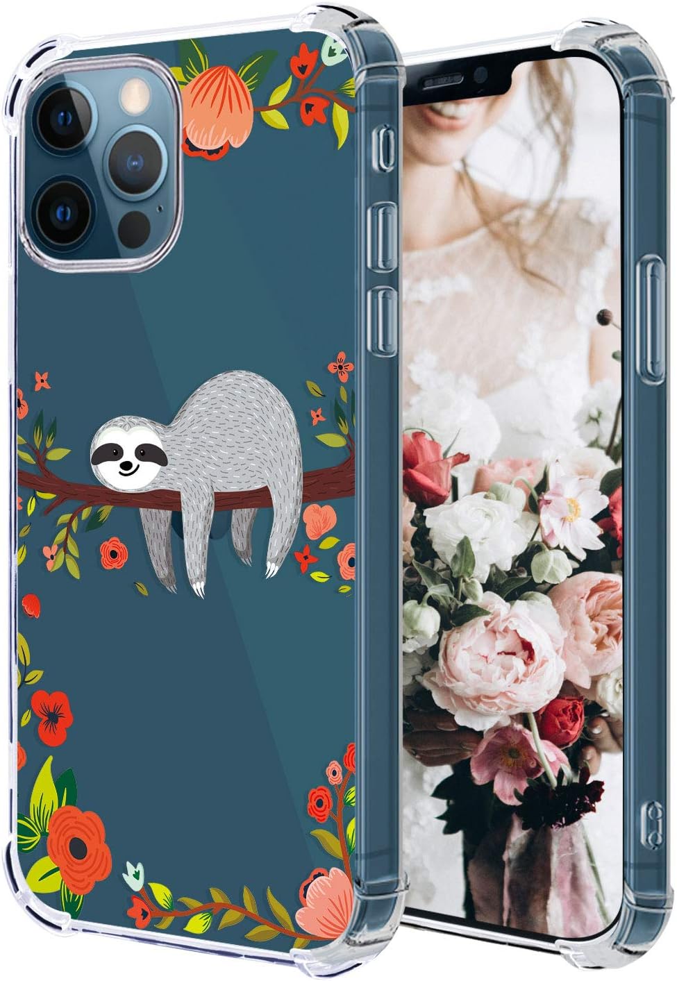 hepix Compatible with Sloth iPhone 12 Pro Case iPhone 12 Clear Case, Funny Cute Sloth Hanging on Tree Pattern Protective Slim Flexible TPU Cover with Bumpers Anti-Scratch for iPhone 12 Pro/12 6.1’’
