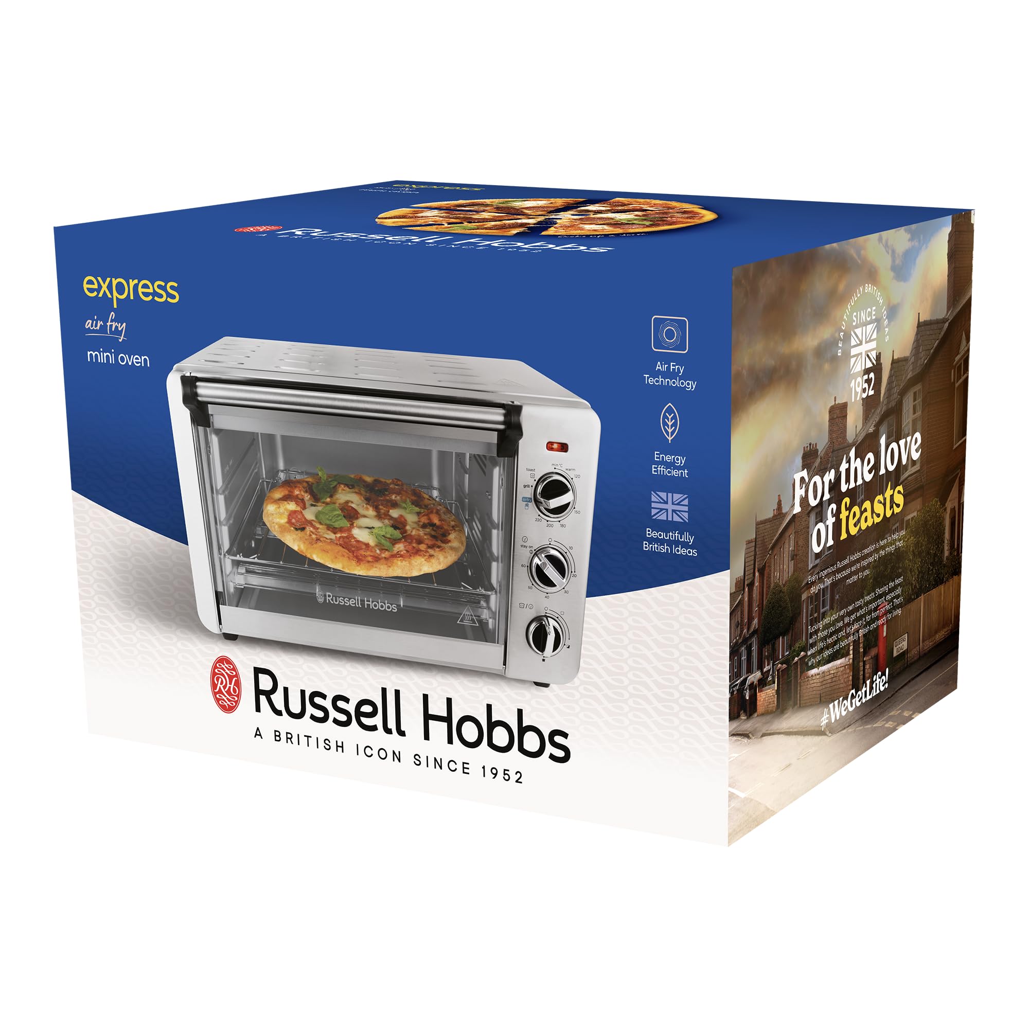 Russell Hobbs Fornetto Elettrico Multifunzione 5-in-1 - Friggitrice ad aria calda, Mini forno, grill, Tostapane, Funzione riscaldamento - 20 l, pizza 30 cm, Cestello, Teglia, Griglia, 26680-56