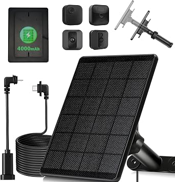 6W Solar Panel with 2000Ah Battery for Blink, Solar Charger with 360 Adjustable Mount 5.9in to 8.7in, 9.8ft Cable and Waterproof for Outdoor 44th Gen/Outdoor/3rd Gen XT3 and XT/XT2 Camera