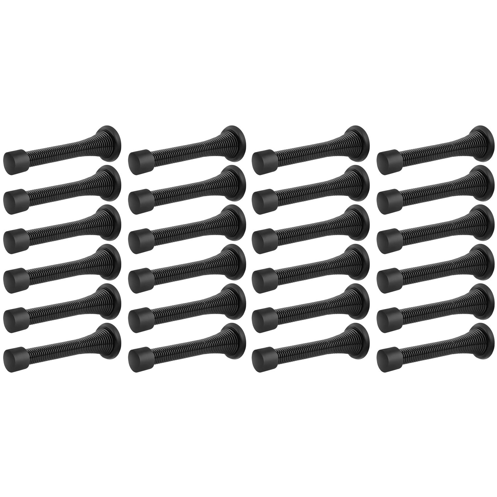 Jnchdghwa Black 24 Pack Spring Door Stops, Flexible Spring Door Stopper With Low Mounted Rubber Bumper Tips