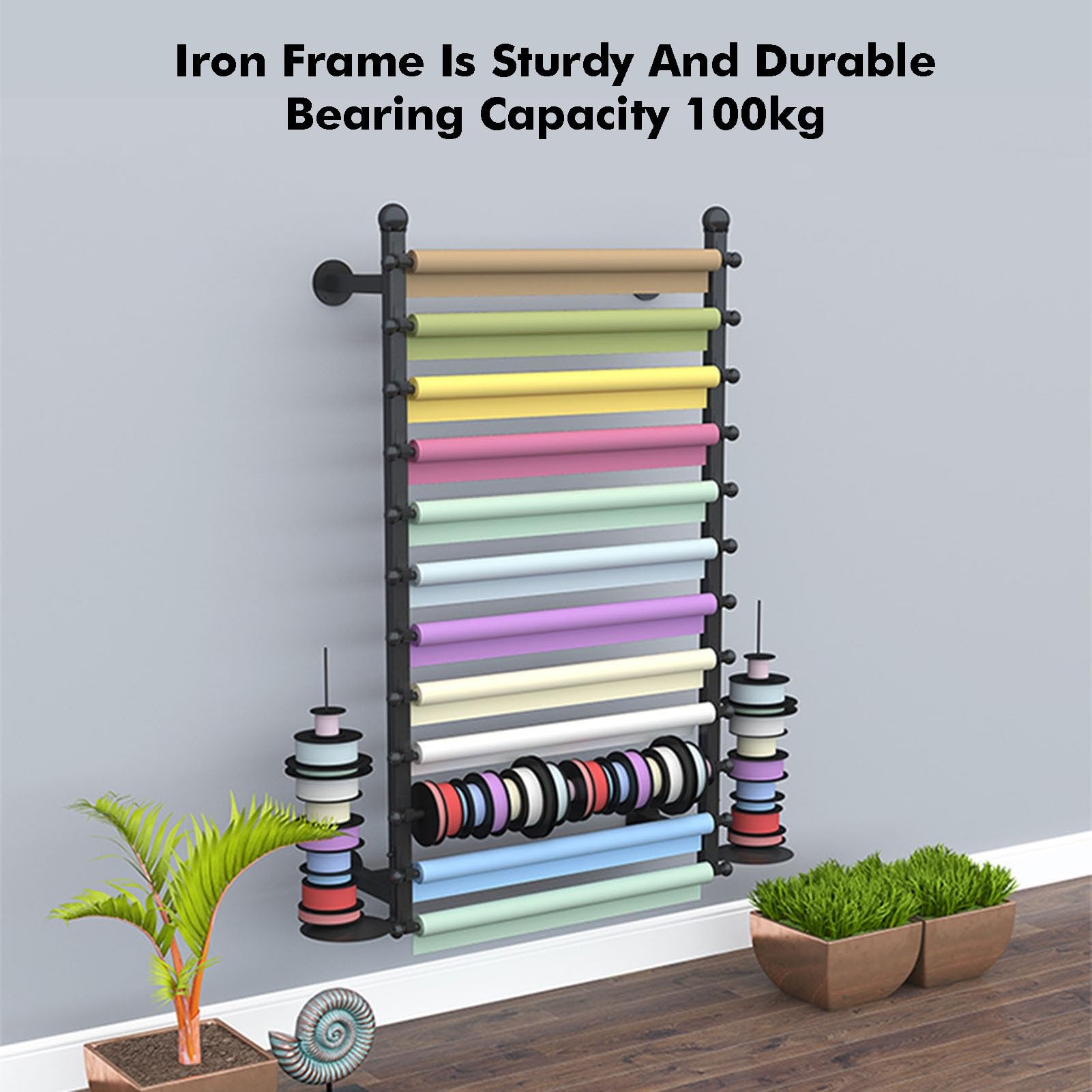 Aufbewahrungsregal für Stoffrollen zur Wandmontage, Vinylfolie, Textil- und Lederorganizer, platzsparender Halter für Bastelbedarf, Zuhause, Studio und Werkstatt