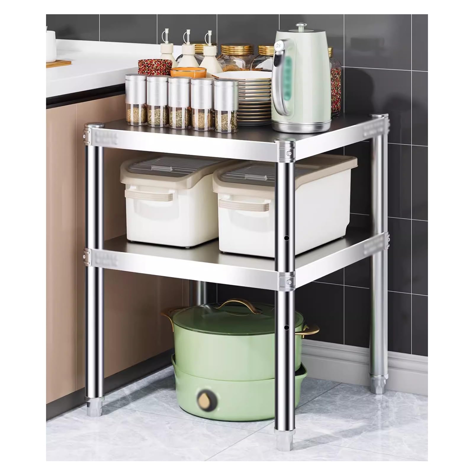 Scaffale regolabile in acciaio inox, 30 x 30 x 60 cm, soluzione versatile per cucina, bagno e ufficio, design salvaspazio