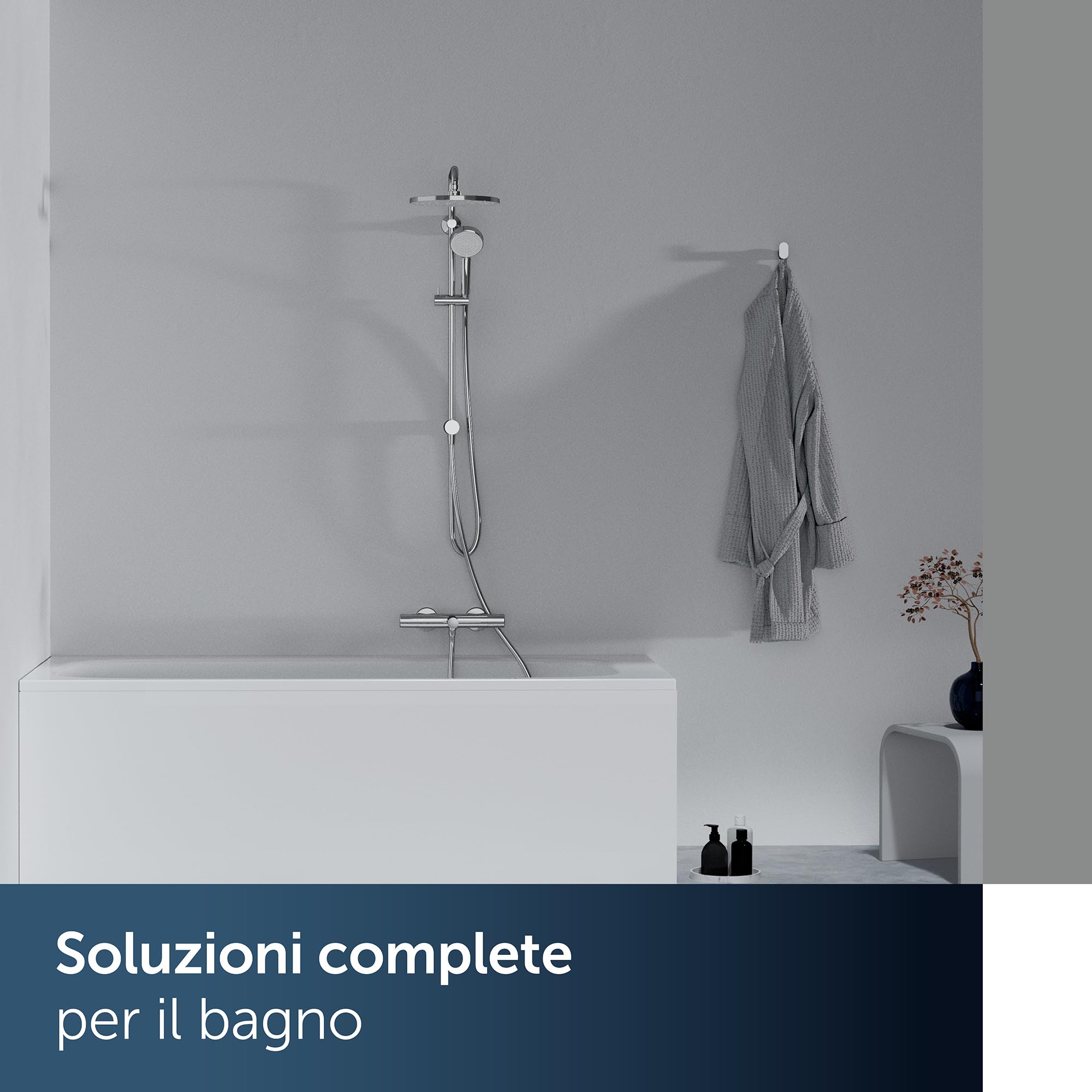 Ideal Standard Alero colonna doccia, kit doccia a risparmio idrico con due tipi di getto (SilkRain e Rain), montaggio flessibile grazie al braccio girevole – Cromo (260 x 513 x 1117 mm)
