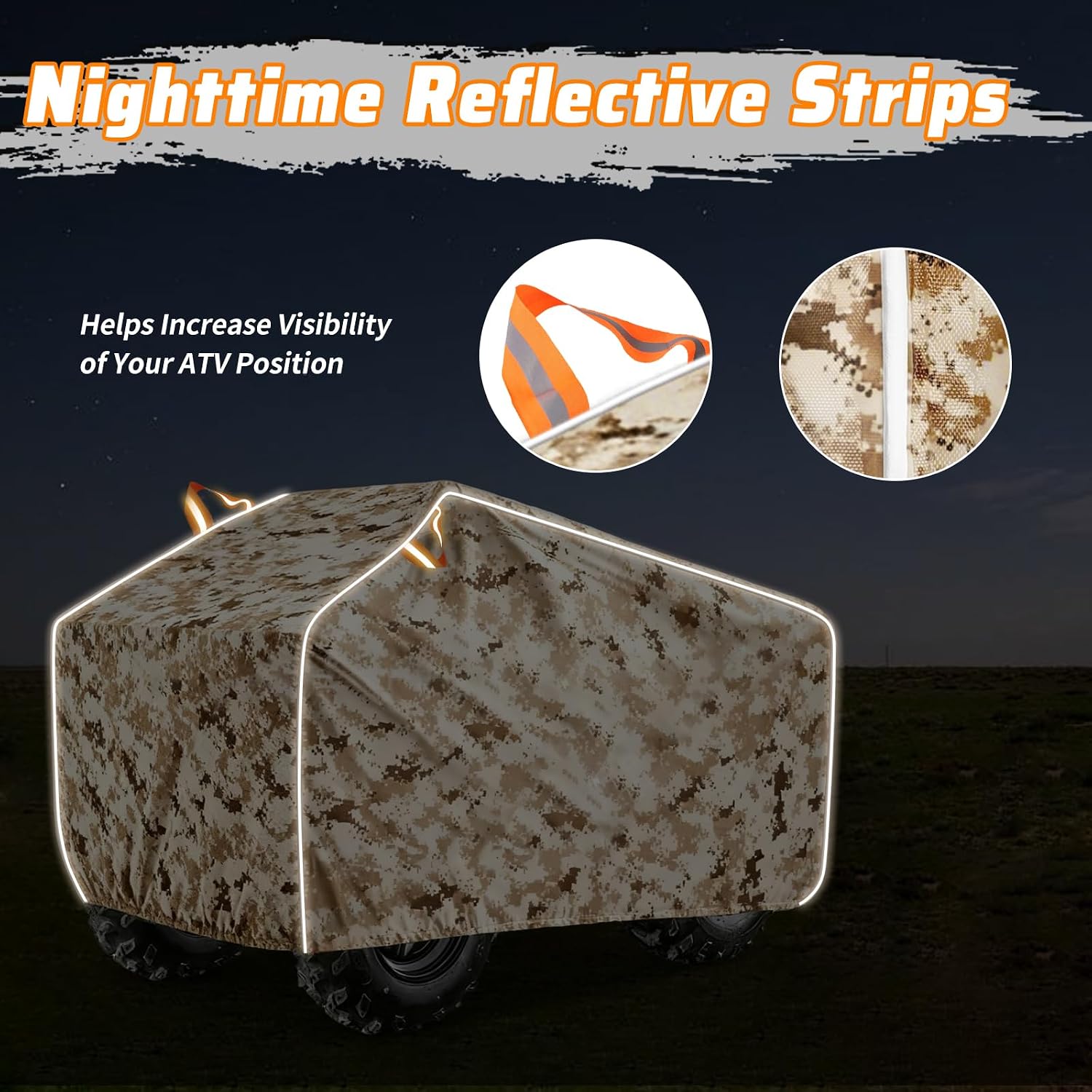 ATV Cover Waterproof,Heavy Duty Camouflage Desert Color Protects All Season Weather Outdoor Dustproof UV Protection Covers Suitable for Kawasak,Honda,Polaris (82" Inch)
