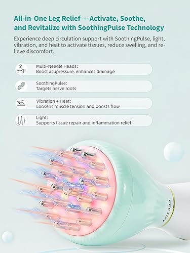 Miniatura 2 de Masajeador de piernas para circulación y alivio del dolor, drenaje linfático y soporte de venas varicosas, masajeador de pantorrillas, pies y