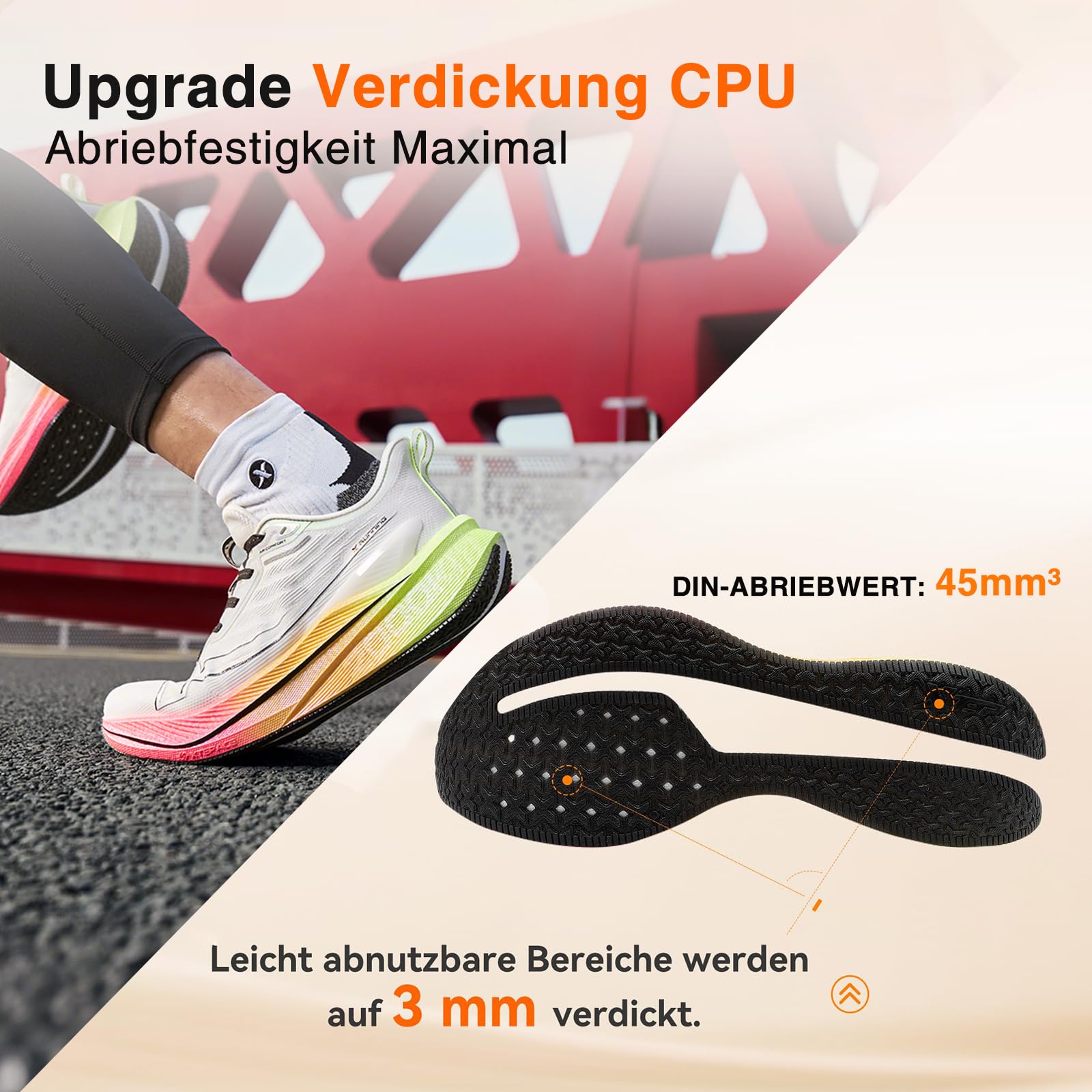 XTEP Professionelle 2000km Herren-Laufschuhe für Prüfungstraining,Hohe Dämpfung Starke Rückstoßfähigkeit Sneaker, rutschfeste und strapazierfähige Sportschuhe, ideal für Langstreckenläufe ab 10 km