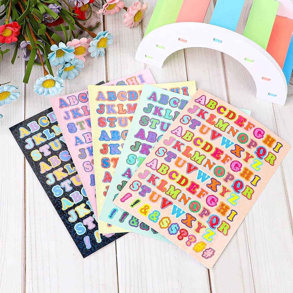 Waterproof Laser Film Stickers 880 Pieces Alphabet Letter Stickers - 10 ...