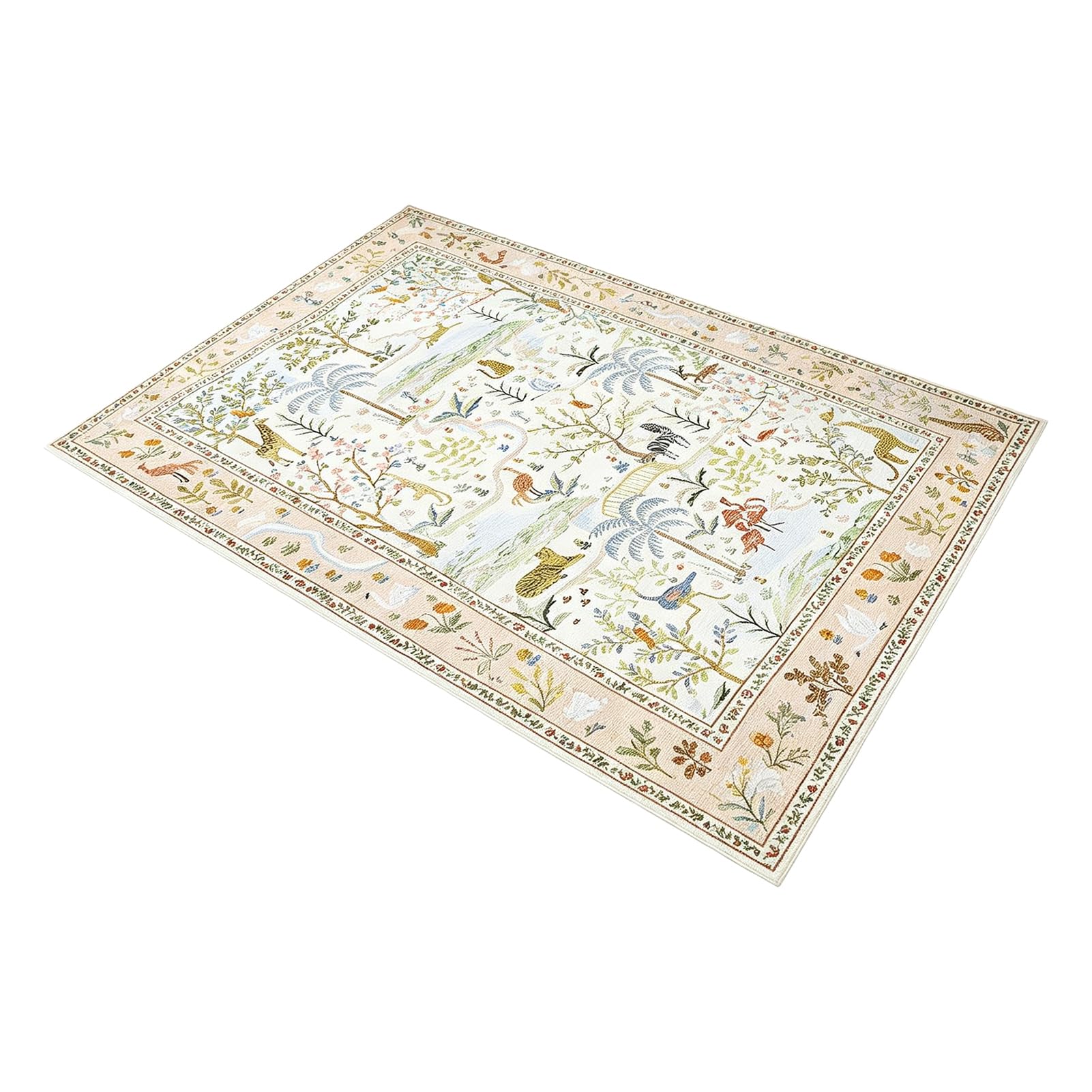 Tapis ethnique floral rétro bohème pour salon, tapis d'intérieur antidérapant pour chambre à coucher, chambre d'enfant, décoration d'intérieur E XL