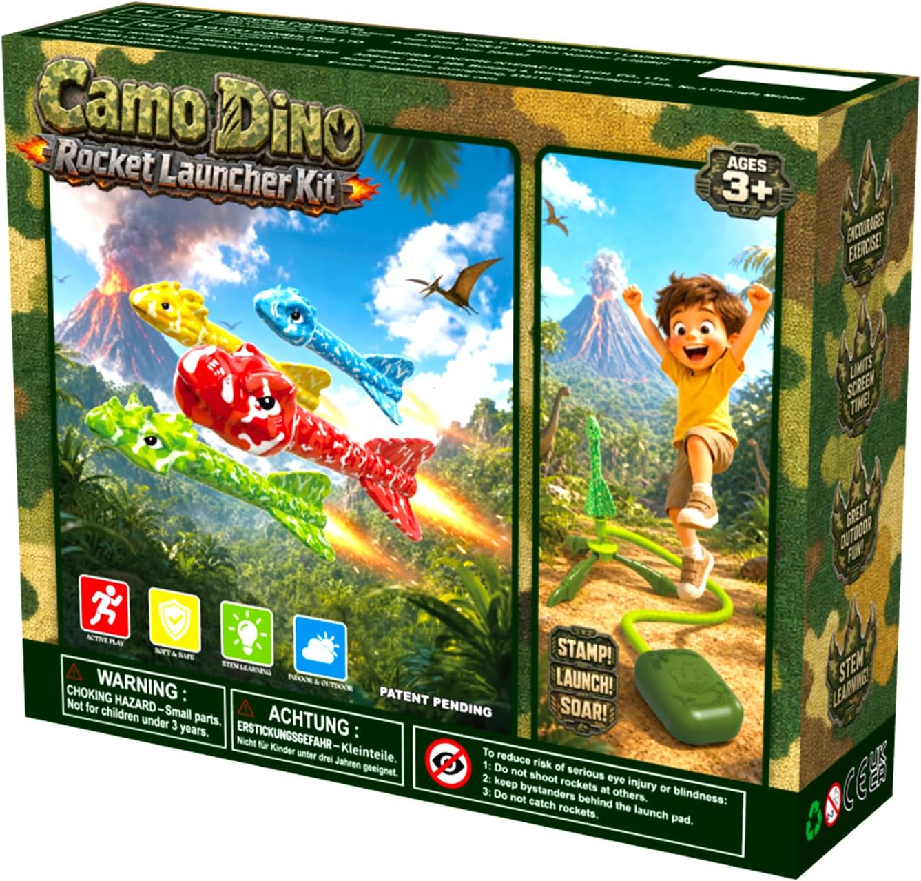 Dinosaur Toys for Kids 3-5, Camo Rocket Launcher for Kids Gifts for Boys