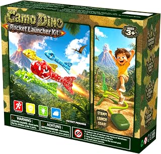 Dinosaur Toys for Kids 3-5, Camo Rocket Launcher for Kids Gifts for Boys | Toddler Outdoor Toys for Backyard Park,360° Horizontally Rotatable Adjustable Launch Angle Bday Party for Grandson Son Nephew