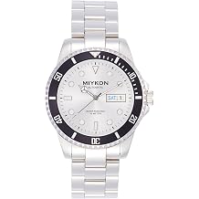 Miykon Automatic Watch for Men | Full Stainless Steel Mens Dive Watch with Quick Set Date | Rotating Bezel Skeleton Case Back, Luminous Hands and Markers Japan Automatic, 50M Water Resistant, Silver