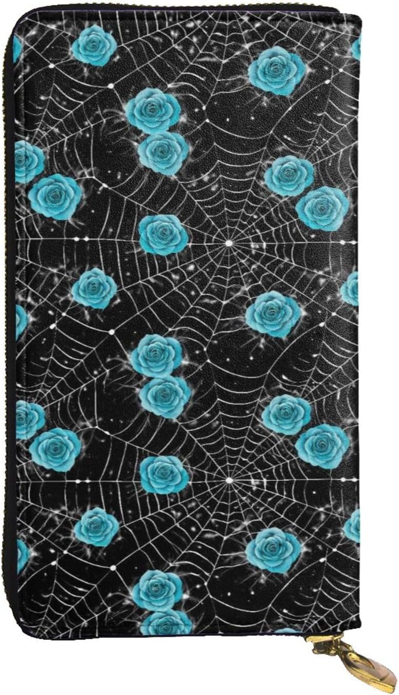 Halloween Spider Web Cobwebs Hand Held Wallet with Zipper Leather Waterproof Unisex