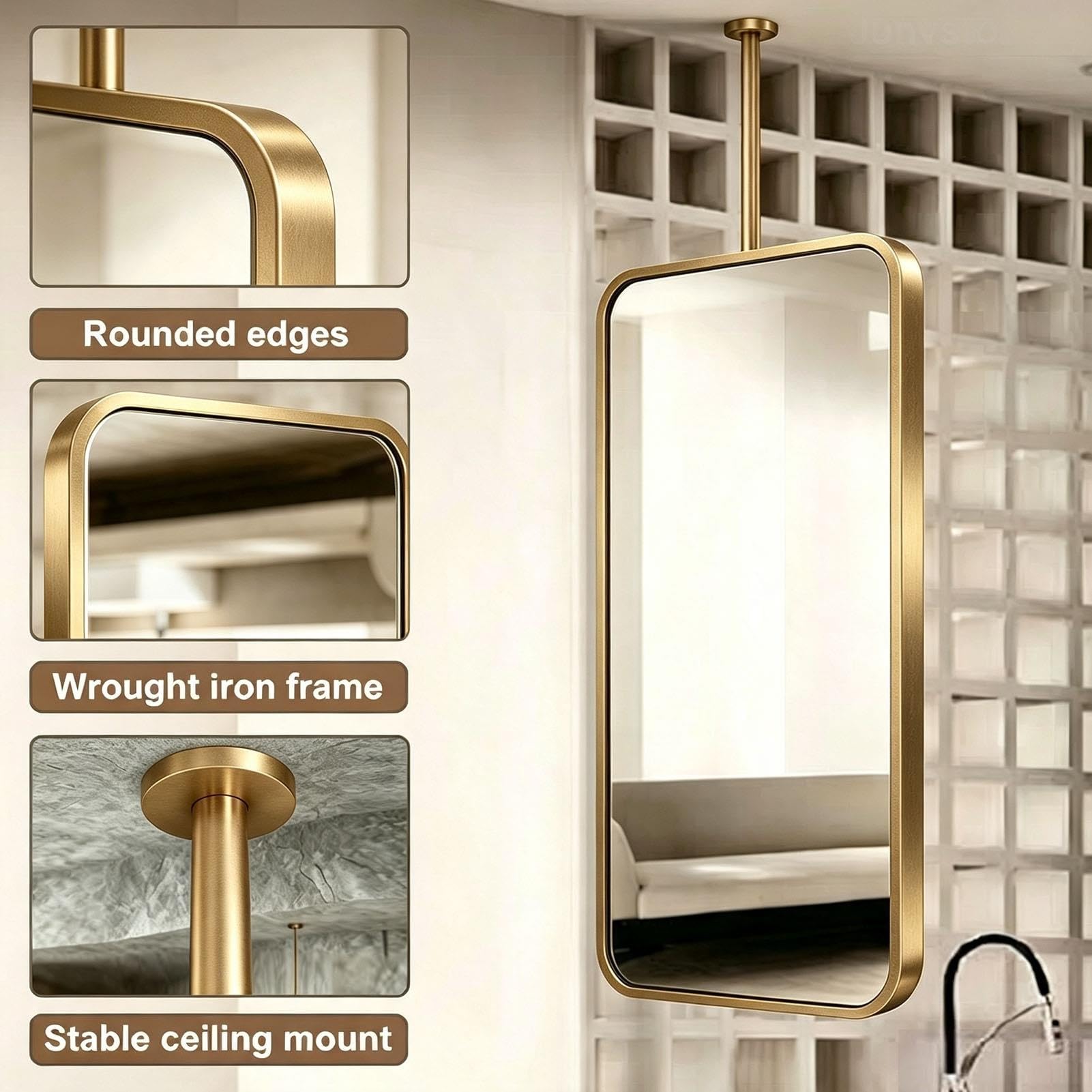Specchio rettangolare bagno galleggiante corridoio hotel specchio dorato