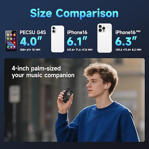 Miniatura 9 de Reproductor MP3 de 96 GB con Bluetooth y WiFi, reproductor de música Android 14 con Play Store, Spotify, Pandora, Audible, Libby, pantalla plana de